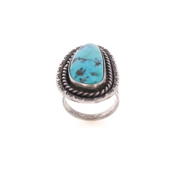 Ca. 1940s Navajo Sterling Kingman Turquoise Ring