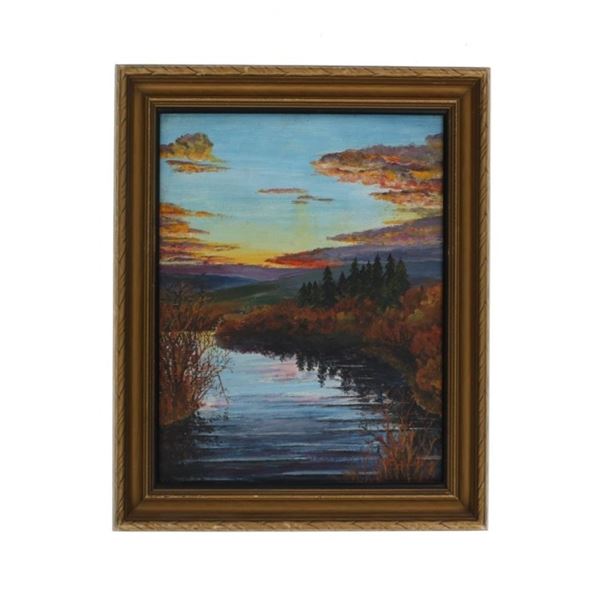 Original Paul Joseph Lucas "Sunset on the Hudson"