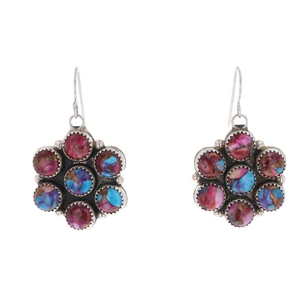 Navajo Violet Nez Kingman Pink Dahlia Earrings
