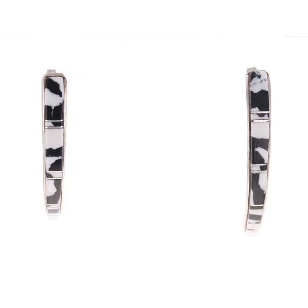 Navajo TT.P Sterling Silver White Buffalo Earrings