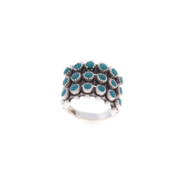 Navajo Sterling Petite Point Carico Turquoise Ring