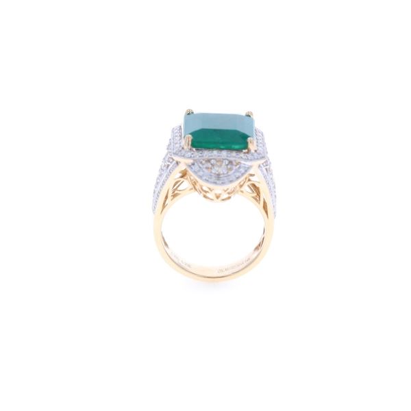 6.93ct Emerald VS2 Diamond 14k Two Tone Gold Ring