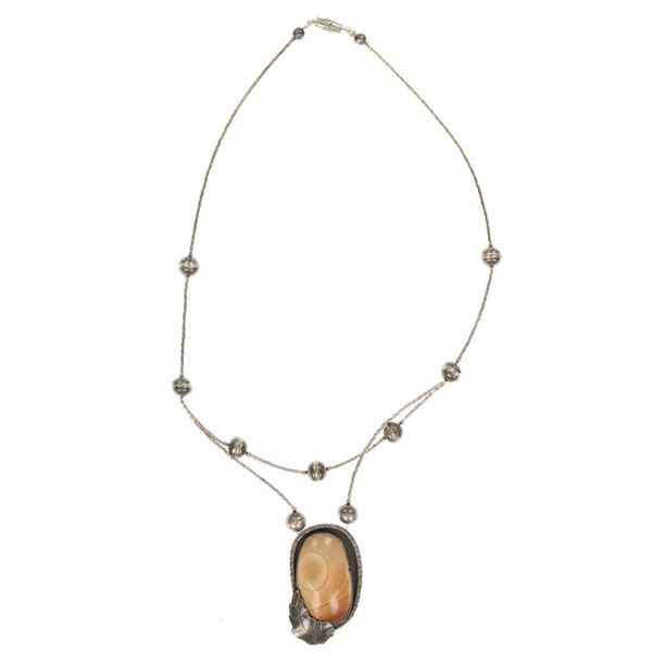 Navajo Silver Tiger Eye Double Strand Necklace
