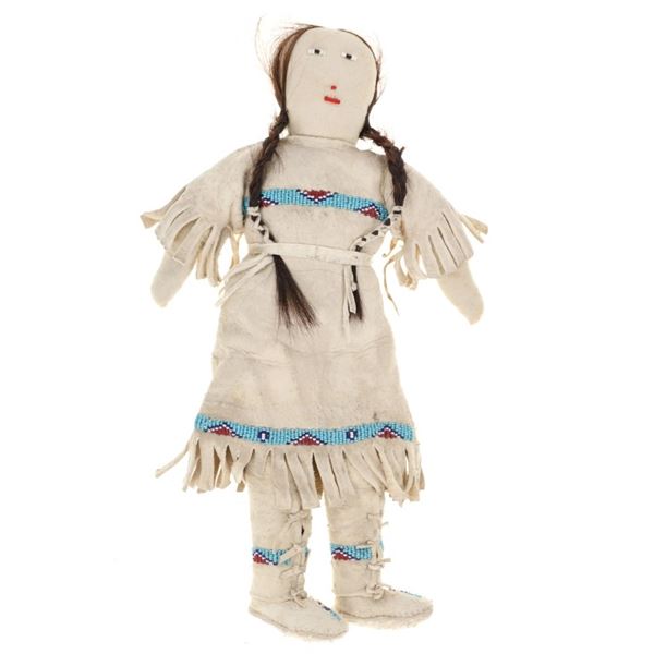 ca. 1930 Blackfeet Beaded Buffalo Hide Doll