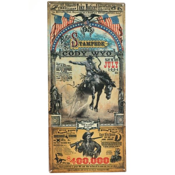 Buffalo Bill Cody Stampede Bob Coronato Metal Sign