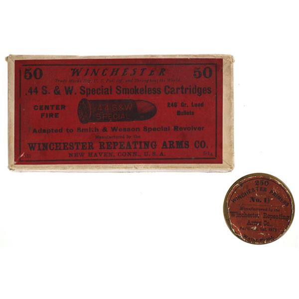 Ca. 1890-1914 Winchester .44 S&W & No.1 Primer Tin