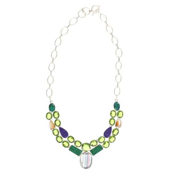 Costume Jewelry Sterling Multistone Necklace