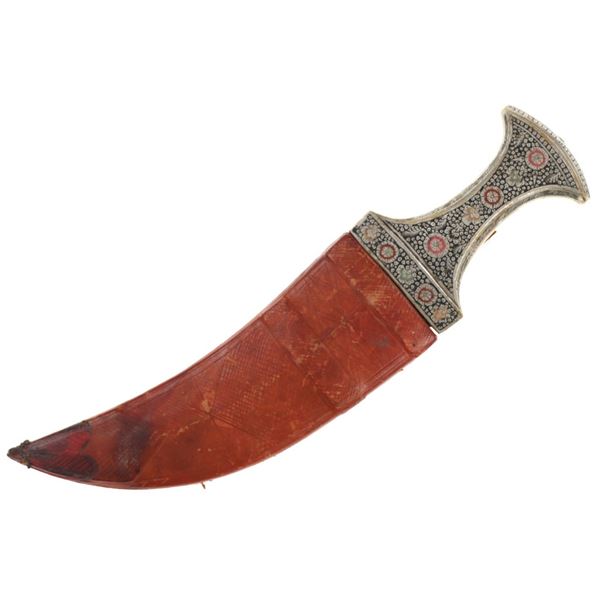 ORNATE Yemeni Janbiya Curved Inlaid Double Knife
