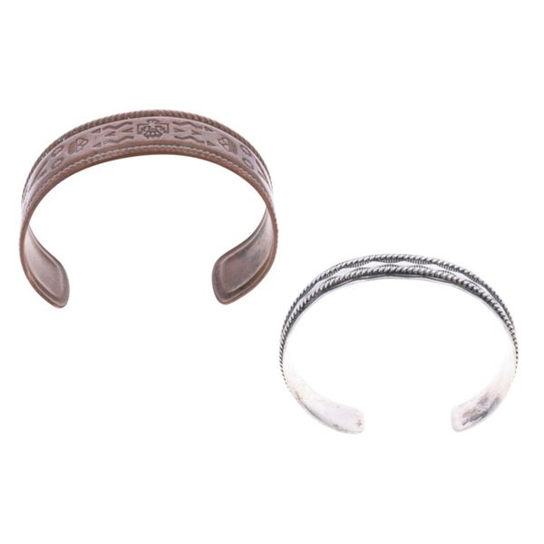 Navajo Sterling Silver & Copper Bracelet Pair