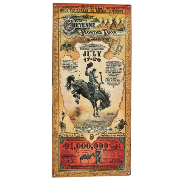 Cheyenne Wyoming Frontier Days Rodeo Metal Sign