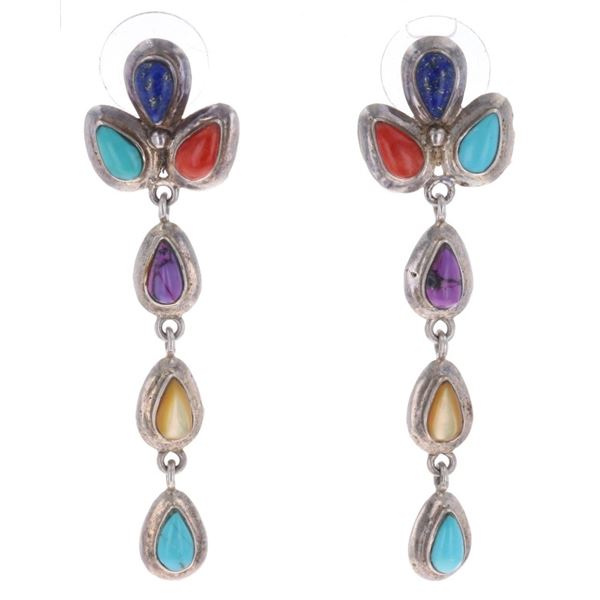 Vintage Sterling Silver Multistone Earring Pair