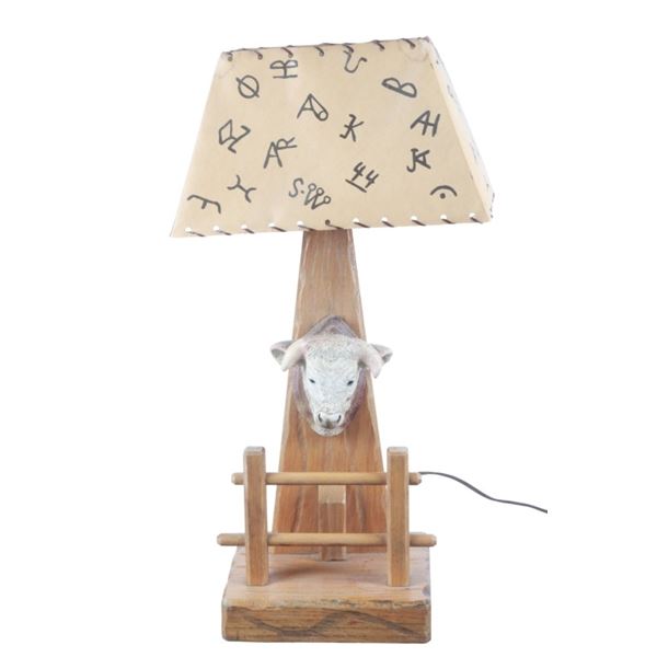 Ca. 20th C. RARE Montana Ranch Oak Lamp