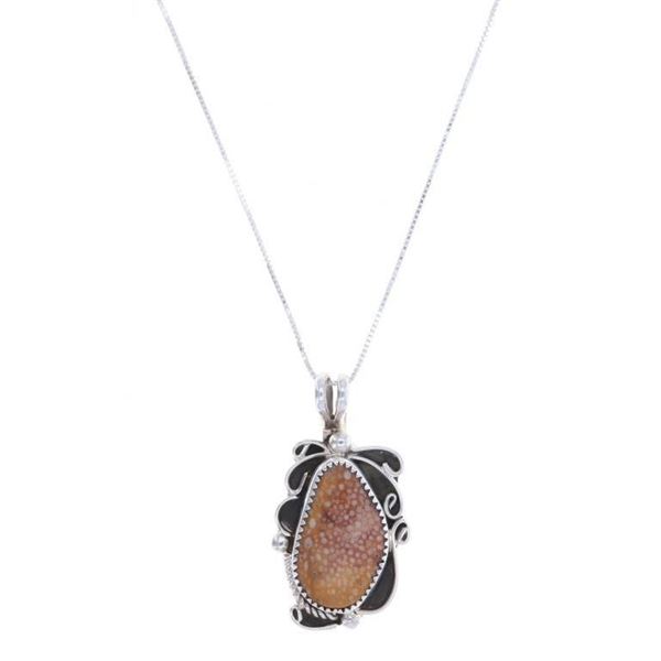 Navajo C Tom Sterling Silver Bambi Jasper Necklace