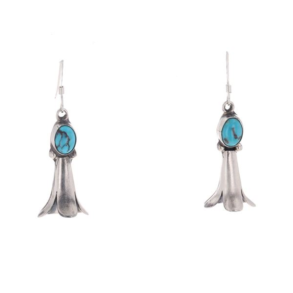 Navajo Sterling Silver Number Turquoise Earrings