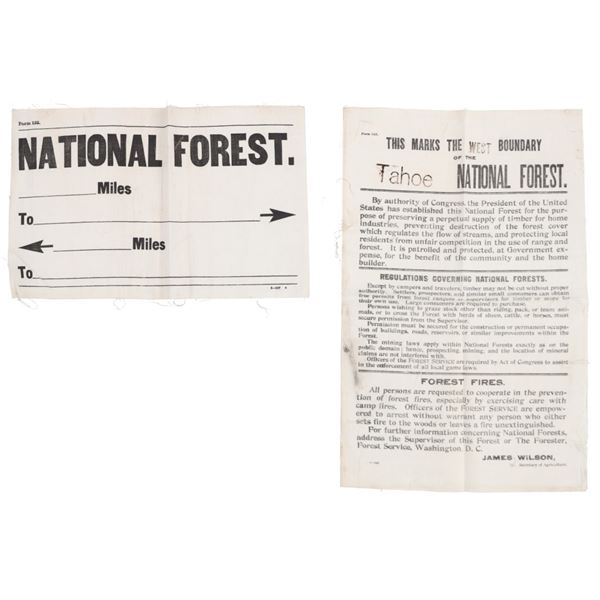 c. 1905 Tahoe National Forest Cloth Boundary Signs