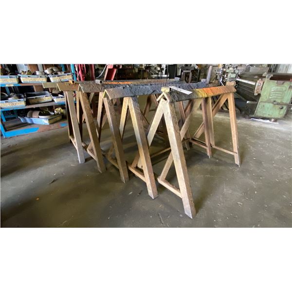 GROUP OF 6 ASSORTED SIZE STEEL SAW HORSES