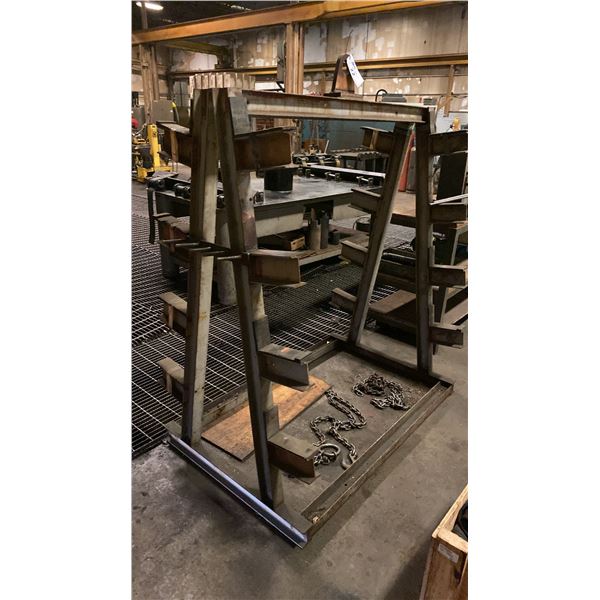METAL A-FRAME MATERIAL STORAGE RACK - APPROX. 5FT X 3FT X 6FT HIGH