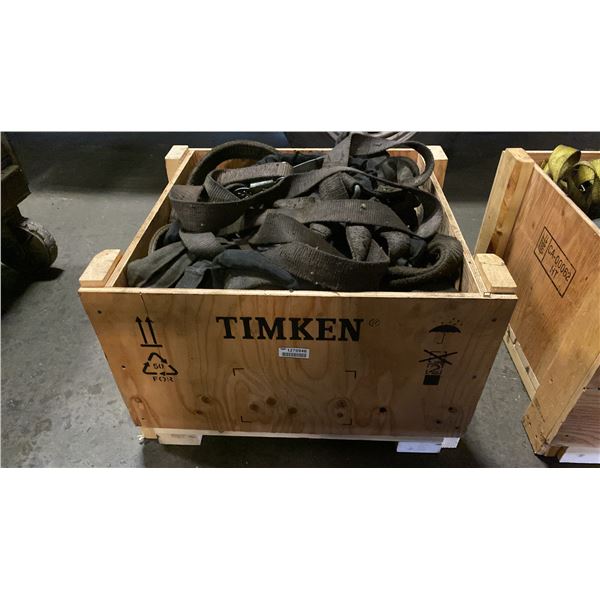 WOODEN CRATE FILLED WITH ASSORTED LIFTING SLINGS