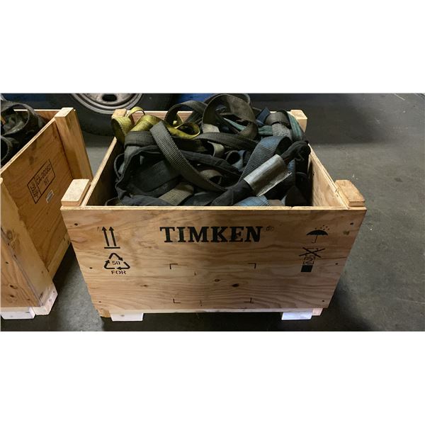 WOODEN CRATE FILLED WITH ASSORTED LIFTING SLINGS