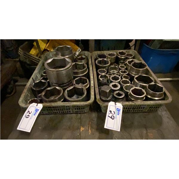 2 BASKETS FULL OF ASSORTED LARGE SIZE SOCKETS