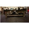 Image 1 : CUSTOMIZED HEAVY STEEL WORK TABLE WITH VISE, RATCHET TIE DOWNS, 2 DRAWERS OF ASSORTED FITTINGS