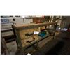 Image 2 : STEEL FRAMED WITH WOOD TOP WORK TABLE AND CONTENTS - FITTINGS, HARDWARE, PUNCH SETS, PARTS