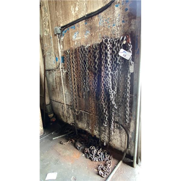GROUP OF ASSORTED LIFTING CHAIN - APPROX. 20 CHAINS