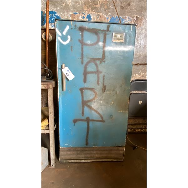 VINTAGE FRIDGE CONVERTED TO WELDING SUPPLY CABINET AND ALL CONTENTS - MOSTLY ASSORTED