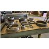 Image 4 : MOBILE STEEL WORK TABLE WITH ASSORTED MACHINIST STEEL PARTS AND ACCESSORIES -