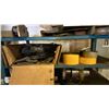 Image 2 : 6 TIER METAL SHELF UNIT WITH CONTENTS - METAL CHUCK JAW SPACERS, TAPE, SOME TOOLS AND HARDWARE