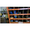 Image 4 : METAL FRAMED WORK TABLE WITH (56) COMPARTMENT ORANGE PARTS BIN AND ALL CONTENTS -COTTER PINS,