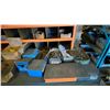 Image 6 : METAL FRAMED WORK TABLE WITH (56) COMPARTMENT ORANGE PARTS BIN AND ALL CONTENTS -COTTER PINS,