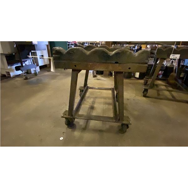 METAL FRAME WITH WOOD MOBILE MATERIAL SHOP CART - APPROX. 3FT X 2 1/2FT X 3FT HIGH