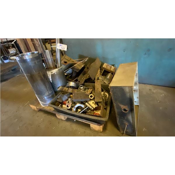 PALLET OF ASSORTED SCRAP STEEL FABRICATING MATERIAL AND PARTS