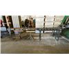 Image 1 : 12FT ADJUSTABLE MATERIAL ROLLER CONVEYER, (3) MATERIAL ROLLER STANDS AND (1) STEEL LAY-OUT TABLE
