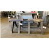 Image 1 : 2 METAL WORK TABLES AND PAIR OF SMALL STEEL SAW HORSES