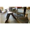 Image 2 : 2 METAL WORK TABLES AND PAIR OF SMALL STEEL SAW HORSES