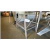 Image 6 : 2 METAL WORK TABLES AND PAIR OF SMALL STEEL SAW HORSES