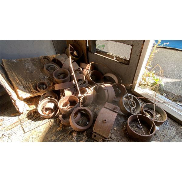 ALL ASSORTED SCRAP METAL COMPONENTS LOCATED IN OUTSIDE SHED