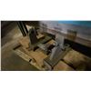 Image 14 : STEEL AND WOOD WORK TABLE WITH ATTACHED VISE, MACHINIST VISE AND ASSORTED INDUSTRIAL GRINDER