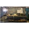 Image 1 : STEEL AND WOOD WORK TABLE WITH ATTACHED VISE, MACHINIST VISE AND ASSORTED INDUSTRIAL GRINDER