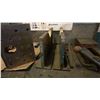 Image 3 : STEEL AND WOOD WORK TABLE WITH ATTACHED VISE, MACHINIST VISE AND ASSORTED INDUSTRIAL GRINDER