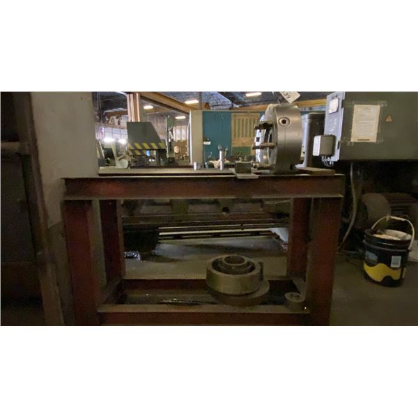 METAL LATHE PARTS - 3 JAW CHUCK. CHUCK PARTS AND CHUCK STORAGE STAND