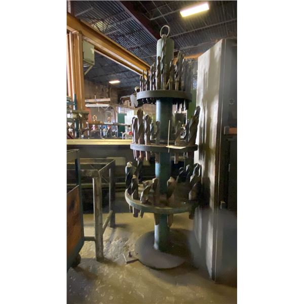 LARGE METAL DRILL BIT STAND AND ALL THE DRILL BITS