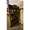 Image 3 : ONE MOBILE WOODEN WORK BENCH AND ONE WOODEN 4 TIER WOODEN SHELF UNIT
