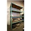 Image 1 : ONE BAY OF GREEN PALLET RACKING - (2) 12FT UPRIGHTS, (8) 9FT SIDE RAILS WITH PLYWOOD SHELVES