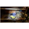 Image 6 : 2 METAL SHELVING UNITS AND CONTENTS - AIR LINE HOSE, BANDSAW BLADES, SAND PAPER AND MORE