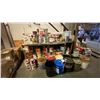 Image 1 : PAINTERS LOT - WORK TABLE, ASSORTED PAINTS, SPRAY GUNS AND MORE