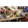 Image 3 : PAINTERS LOT - WORK TABLE, ASSORTED PAINTS, SPRAY GUNS AND MORE
