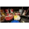 Image 5 : PAINTERS LOT - WORK TABLE, ASSORTED PAINTS, SPRAY GUNS AND MORE